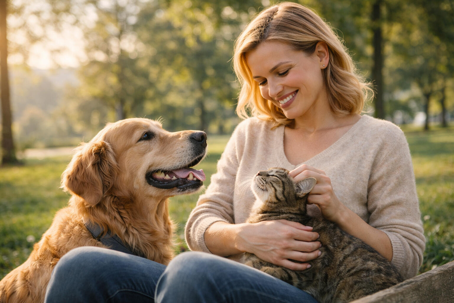 Tierversicherung Frau mit Hund und Katze