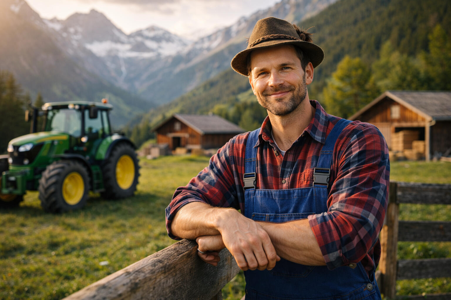 Landwirtschaftsversicherung Bauer vor Bauernhof