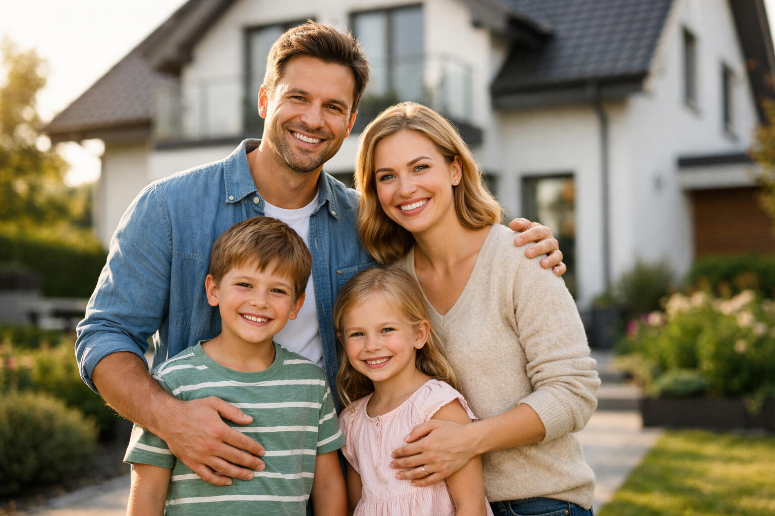 Eigenheimversicherung Familie vor Heim
